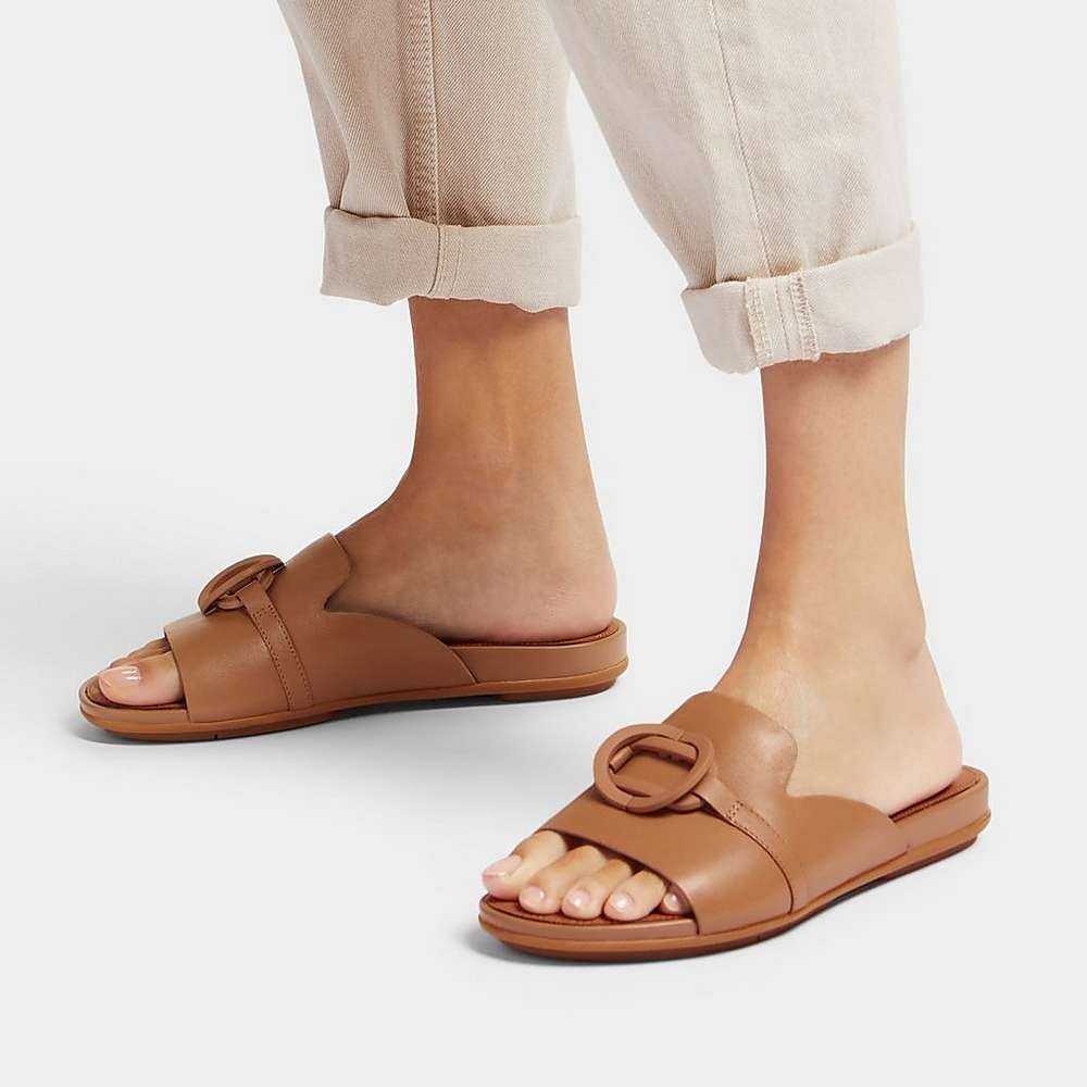 Sandały Fitflop GRACIE Circlet Leather Slides Damskie Brązowe | Polska-67513