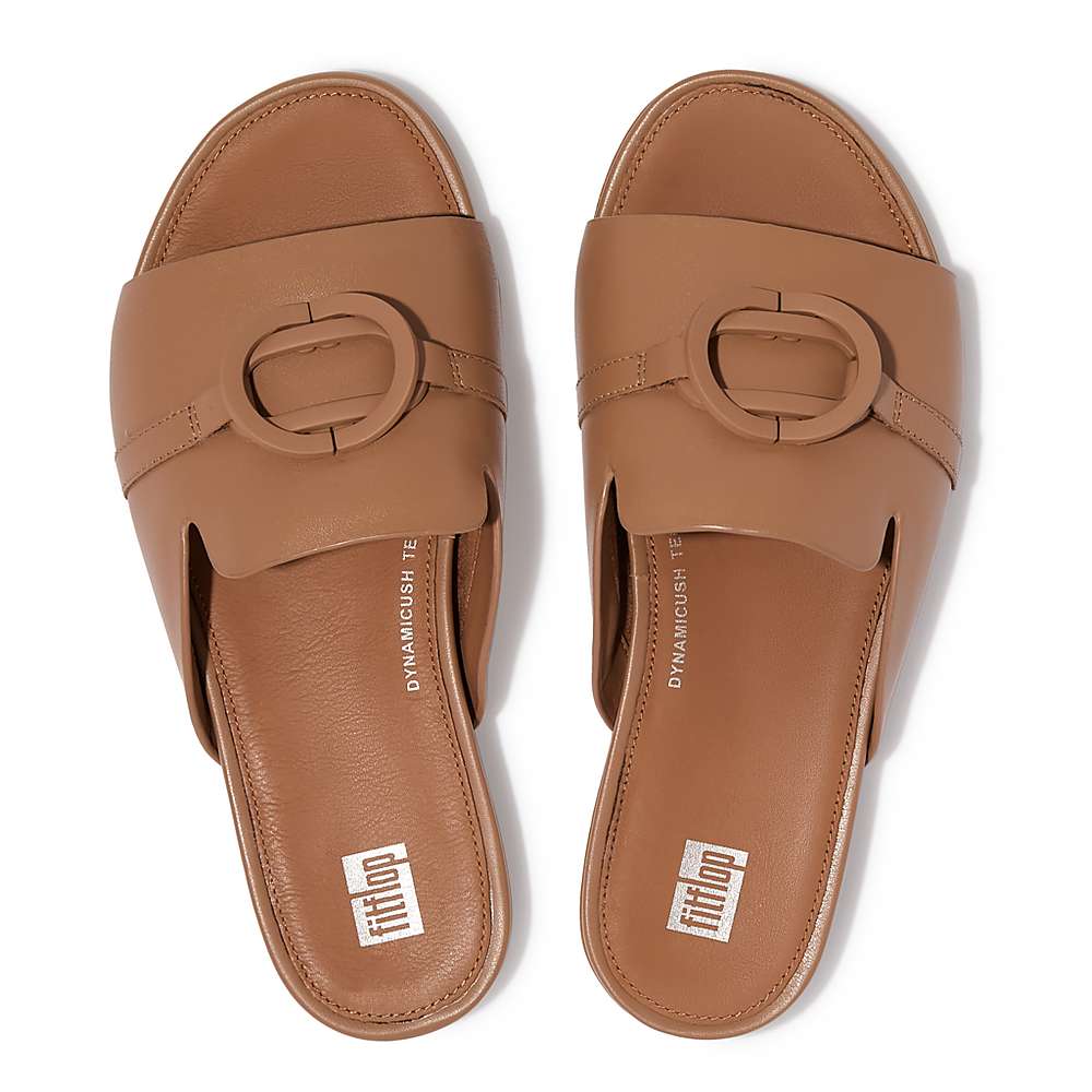 Sandały Fitflop GRACIE Circlet Leather Slides Damskie Brązowe | Polska-67513