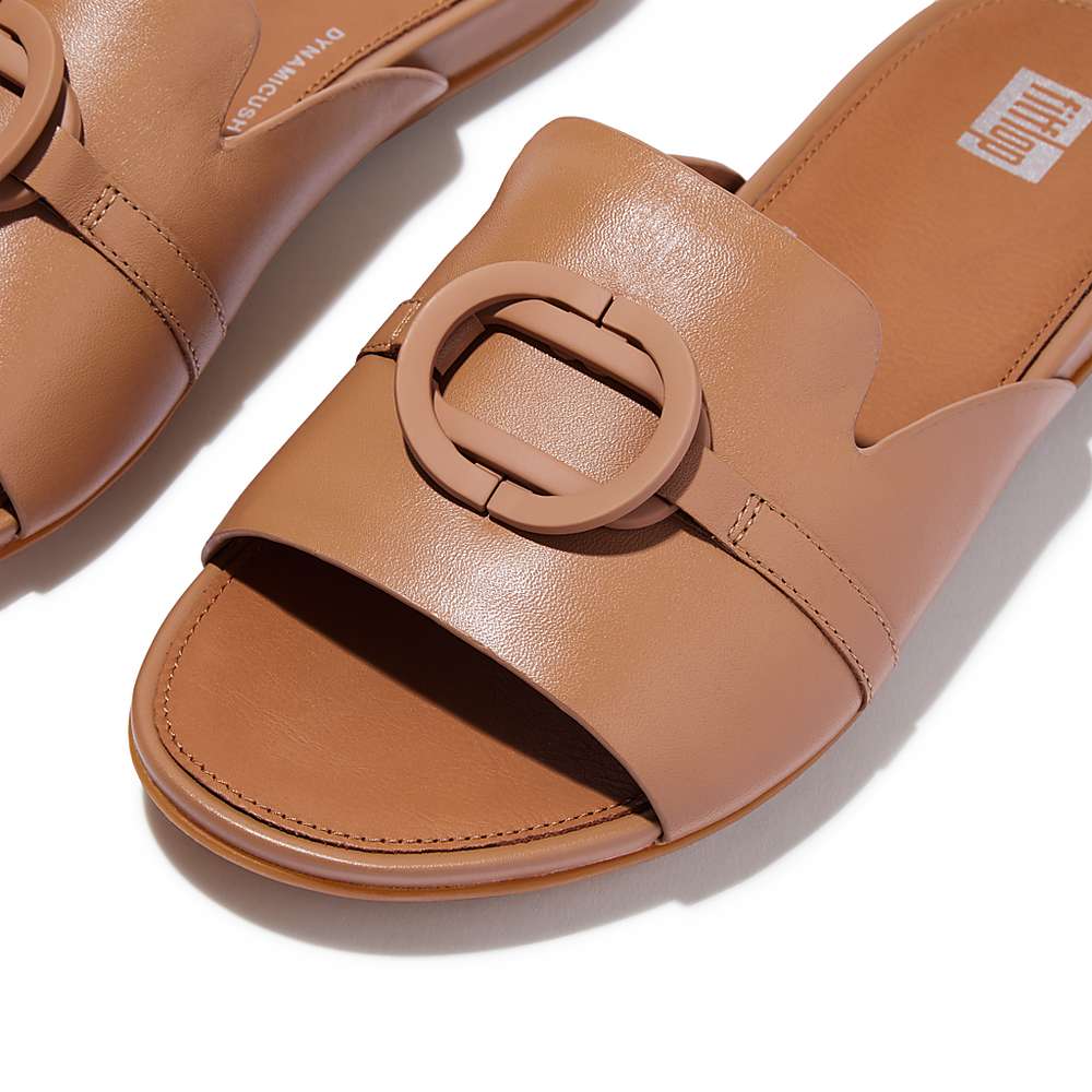 Sandały Fitflop GRACIE Circlet Leather Slides Damskie Brązowe | Polska-67513