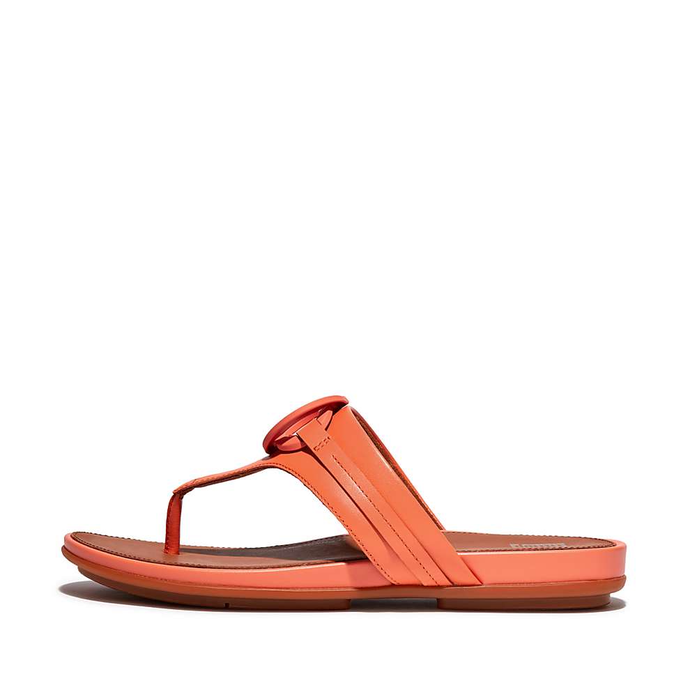 Sandały Fitflop GRACIE Circlet Leather Toe-Post Damskie Pomarańczowe Koralowe | Polska-95208