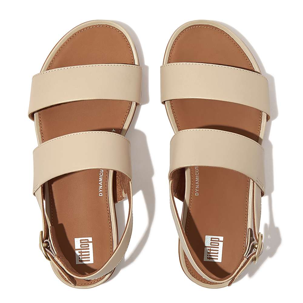 Sandały Fitflop GRACIE Leather Back-Strap Damskie Szare Beżowe | Polska-08713