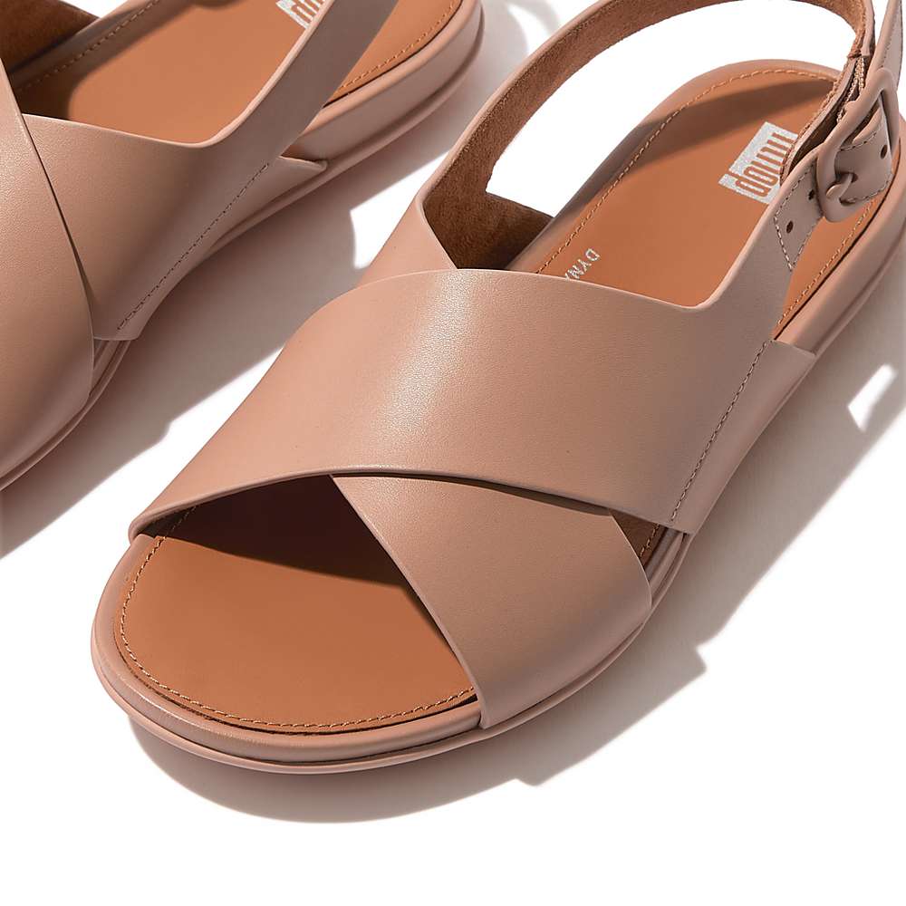 Sandały Fitflop GRACIE Leather Crisscross Damskie Beżowe | Polska-69713