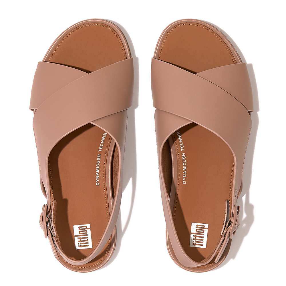 Sandały Fitflop GRACIE Leather Crisscross Damskie Beżowe | Polska-69713