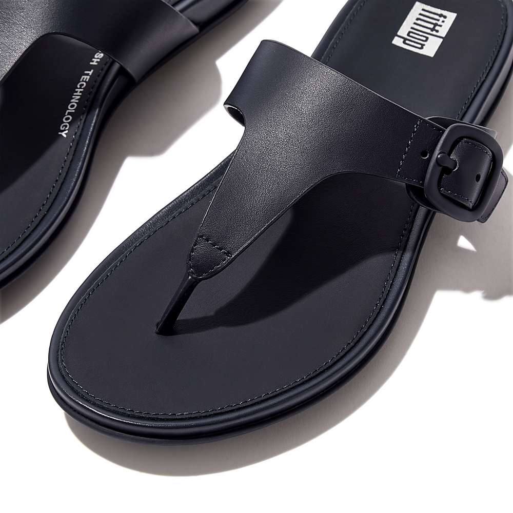 Sandały Fitflop GRACIE Matt-Buckle Leather Toe-Post Damskie Granatowe | Polska-18539