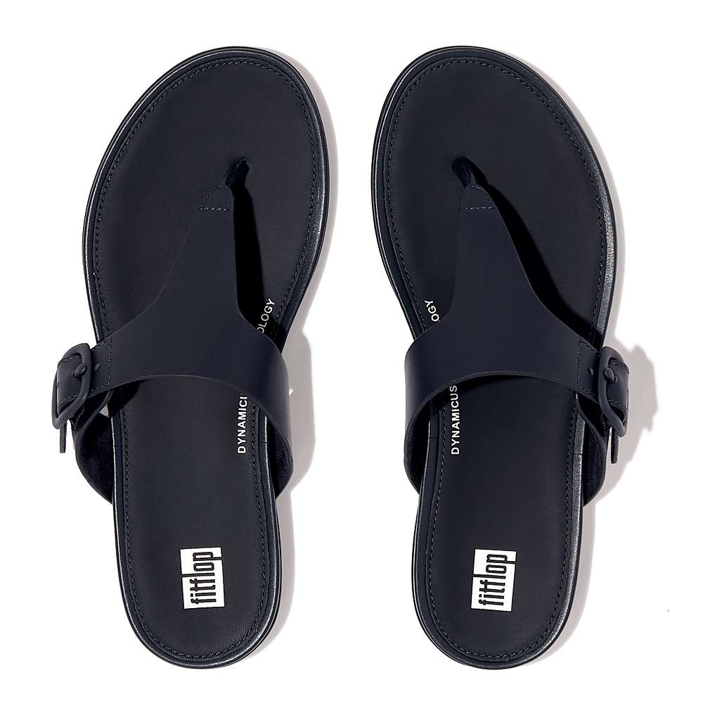 Sandały Fitflop GRACIE Matt-Buckle Leather Toe-Post Damskie Granatowe | Polska-18539