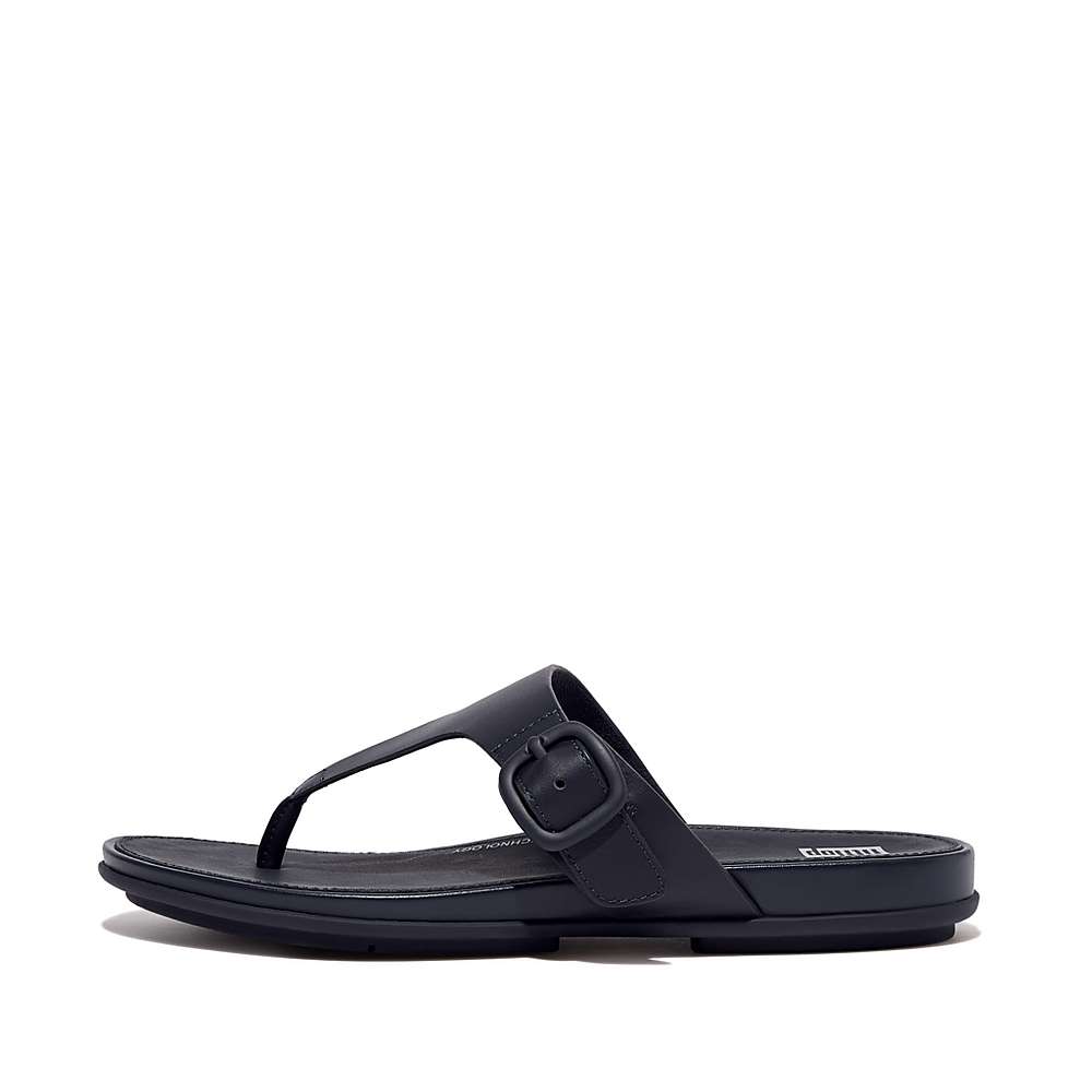 Sandały Fitflop GRACIE Matt-Buckle Leather Toe-Post Damskie Granatowe | Polska-18539