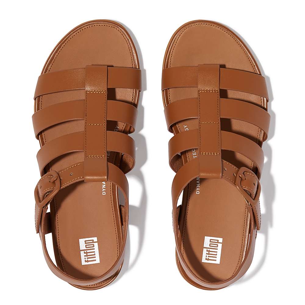 Sandały Fitflop GRACIE Matt-Buckle Leather Fisherman Damskie Głęboka Brązowe | Polska-36819