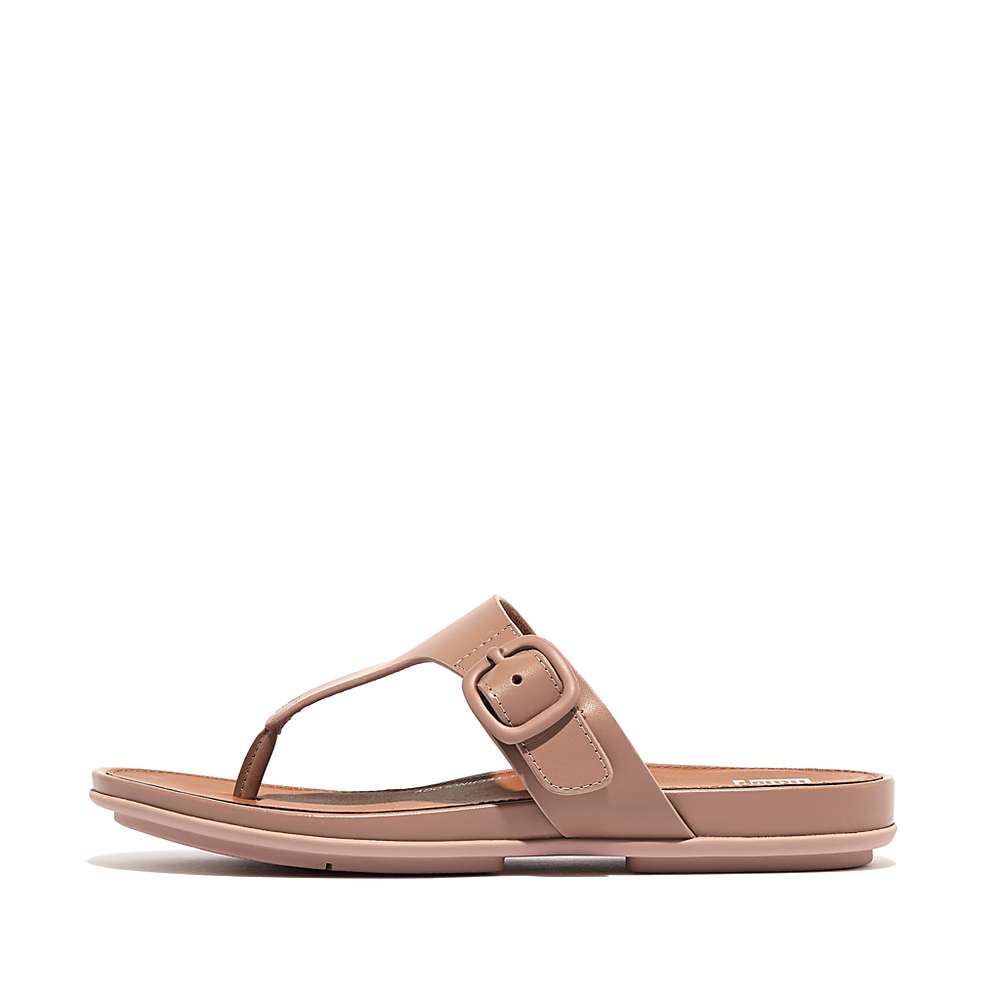 Sandały Fitflop GRACIE Matt-Buckle Leather Toe-Post Damskie Beżowe | Polska-68402