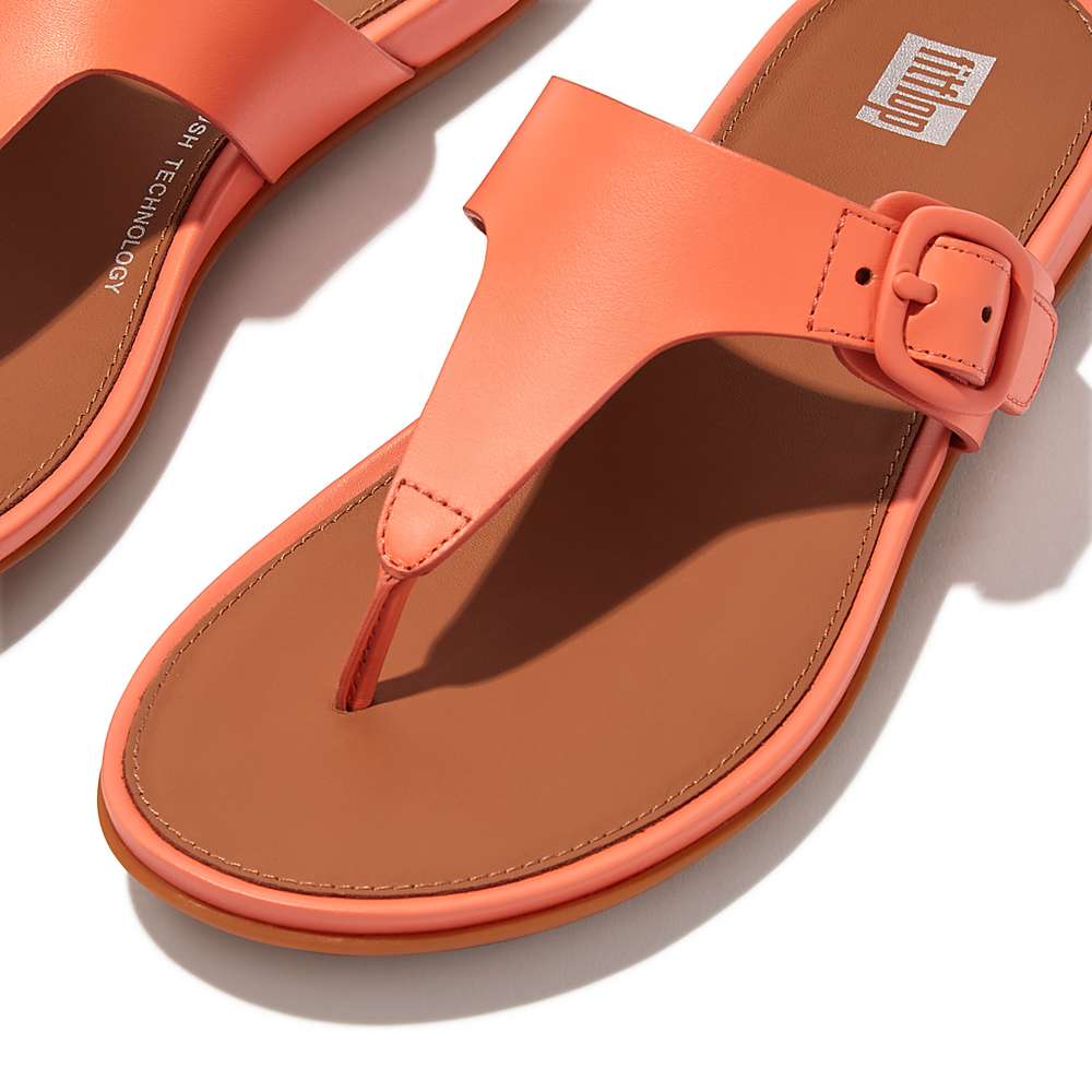 Sandały Fitflop GRACIE Matt-Buckle Leather Toe-Post Damskie Pomarańczowe Koralowe | Polska-89021