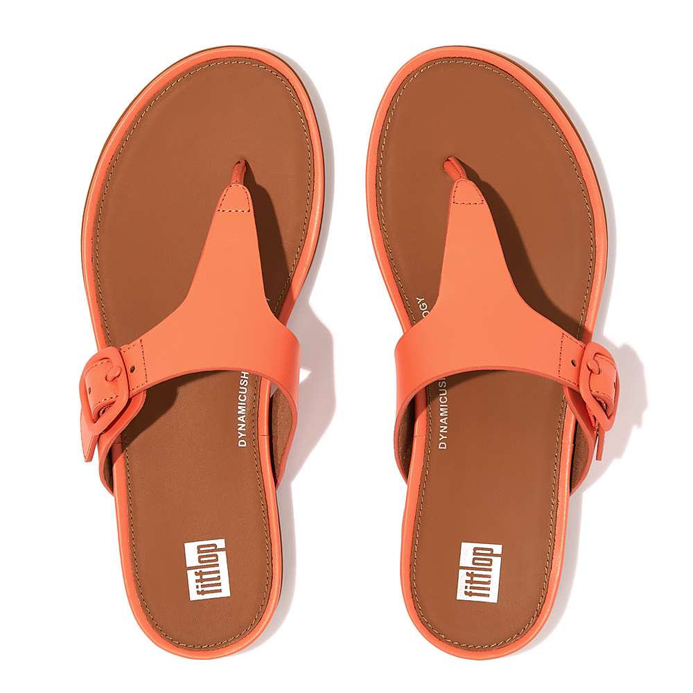 Sandały Fitflop GRACIE Matt-Buckle Leather Toe-Post Damskie Pomarańczowe Koralowe | Polska-89021