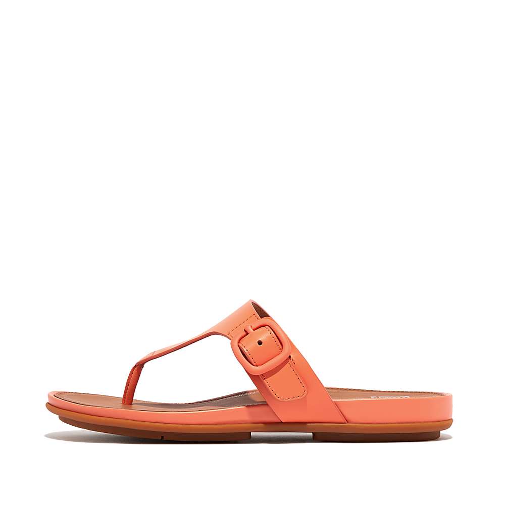 Sandały Fitflop GRACIE Matt-Buckle Leather Toe-Post Damskie Pomarańczowe Koralowe | Polska-89021