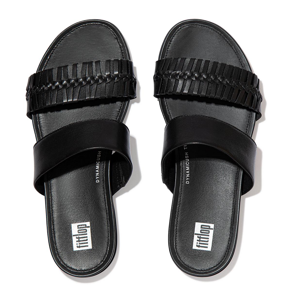 Sandały Fitflop GRACIE Wrapped Weave Slides Damskie Czarne | Polska-91467