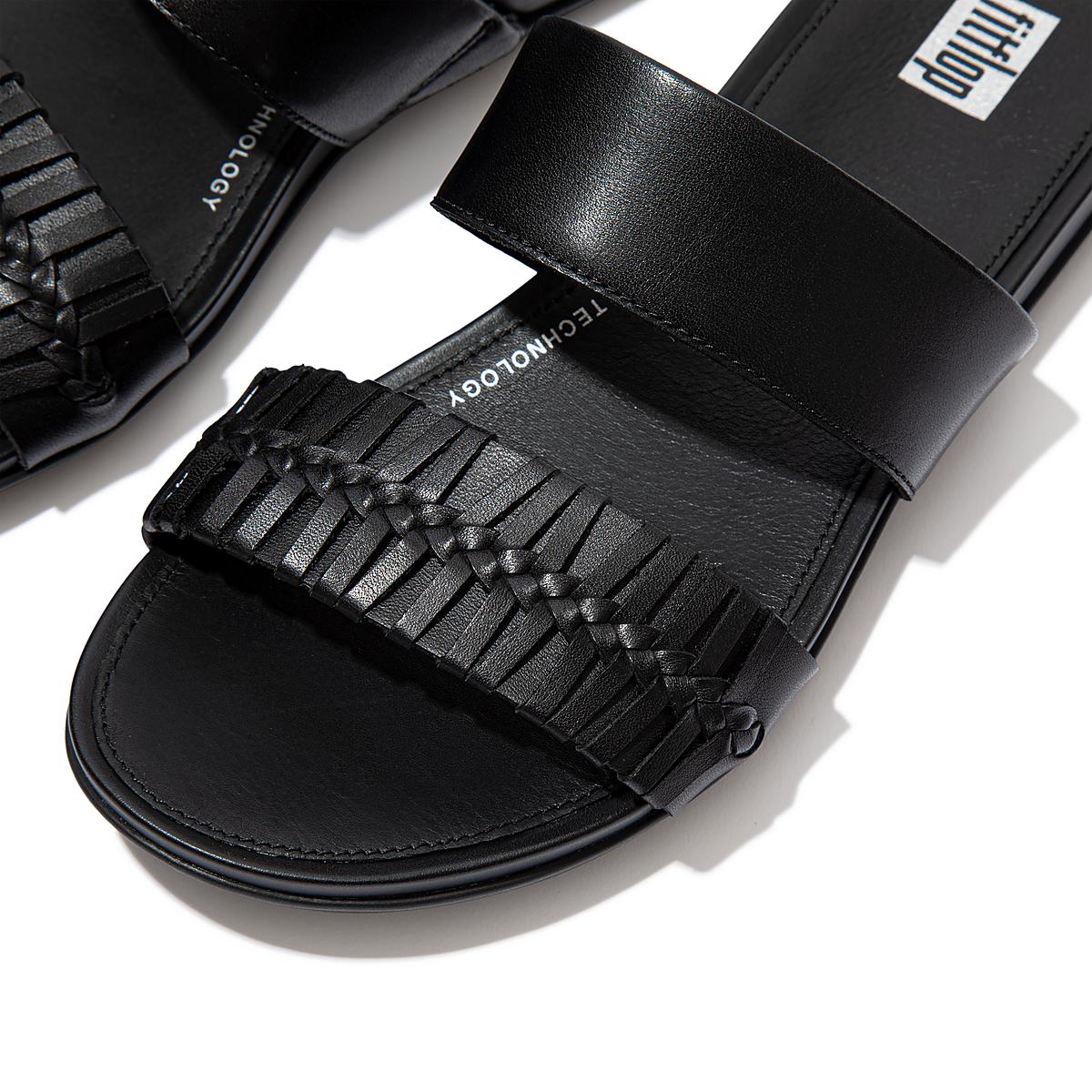 Sandały Fitflop GRACIE Wrapped Weave Slides Damskie Czarne | Polska-91467