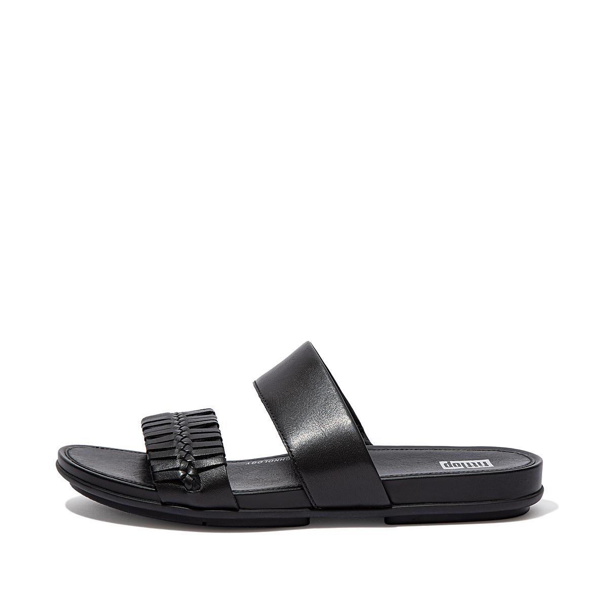 Sandały Fitflop GRACIE Wrapped Weave Slides Damskie Czarne | Polska-91467