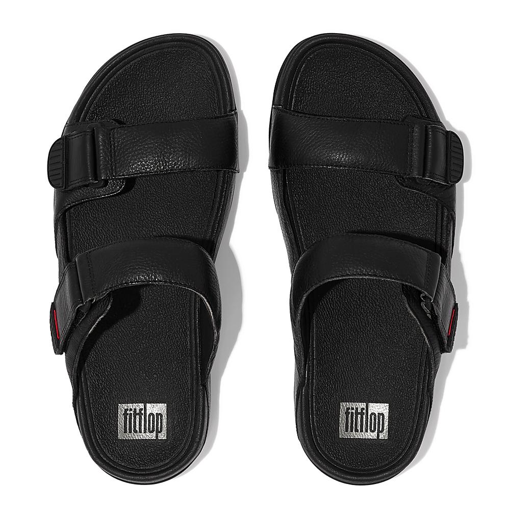 Sandały Fitflop Gogh Leather Slides Męskie Czarne | Polska-08792