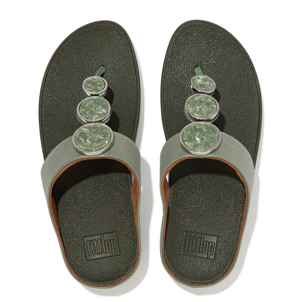 Sandały Fitflop HALO Shimmer Toe-Post Damskie Zielone | Polska-10945