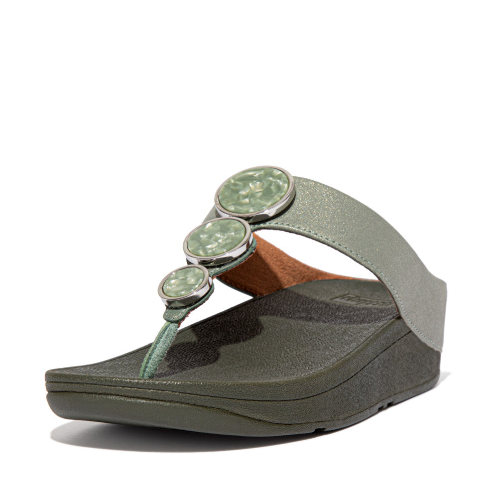 Sandały Fitflop HALO Shimmer Toe-Post Damskie Zielone | Polska-10945