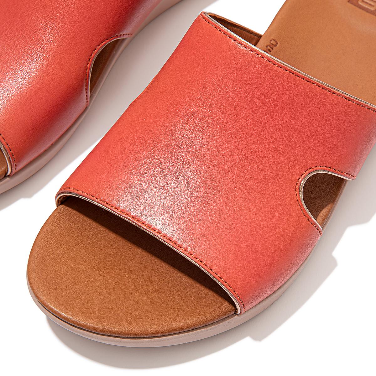 Sandały Fitflop H-Bar Pop Binding Leather Slides Damskie Koralowe Różowe | Polska-58396