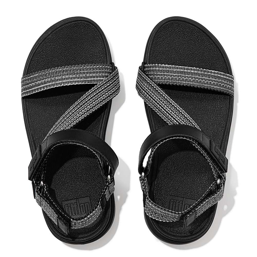 Sandały Fitflop LOOSH Webbing Z-Strap Damskie Czarne | Polska-79042