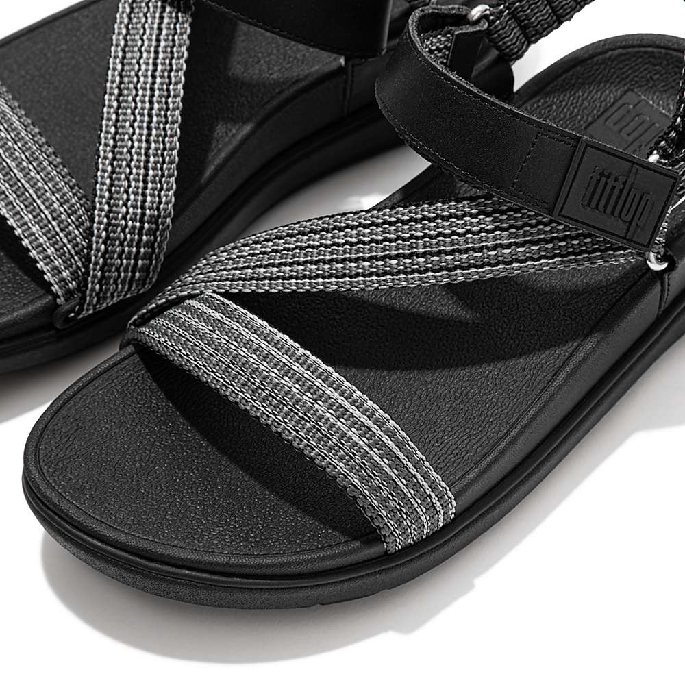 Sandały Fitflop LOOSH Webbing Z-Strap Damskie Czarne | Polska-79042