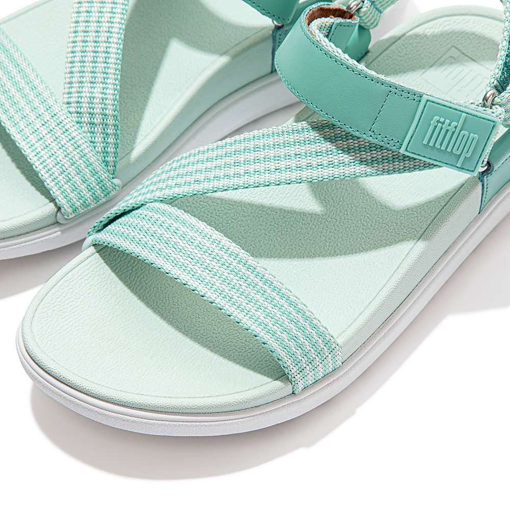 Sandały Fitflop LOOSH Webbing Z-Strap Damskie Zielone | Polska-89571