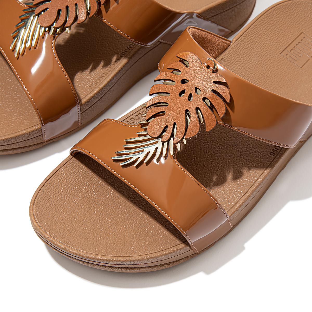 Sandały Fitflop LOTTIE Jungle Leaf Lakierowana Slides Damskie Głęboka Brązowe | Polska-85796