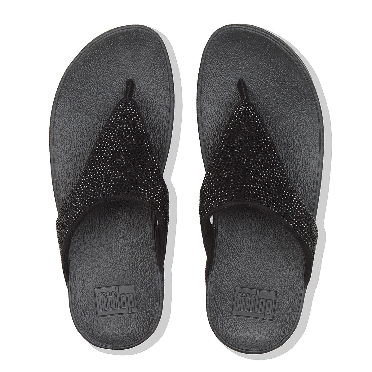 Sandały Fitflop LOTTIE Shimmercrystal Toe-Post Damskie Czarne | Polska-23157