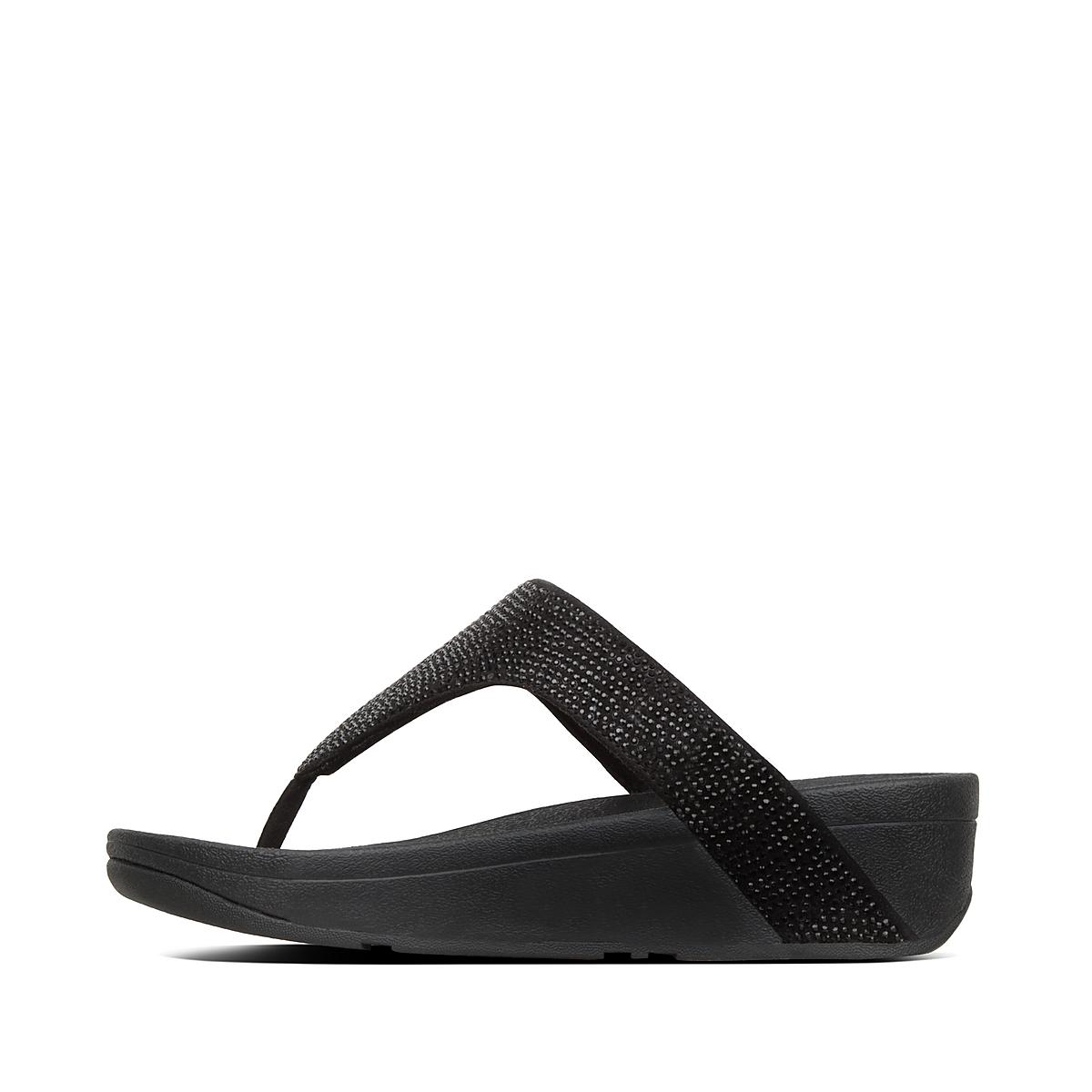 Sandały Fitflop LOTTIE Shimmercrystal Toe-Post Damskie Czarne | Polska-23157