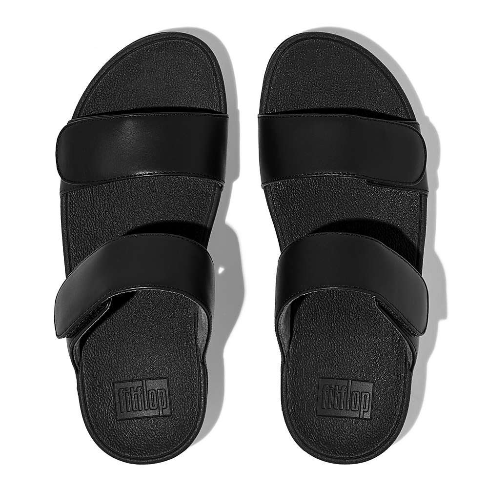 Sandały Fitflop LULU Adjustable Leather Slides Damskie Czarne | Polska-32756