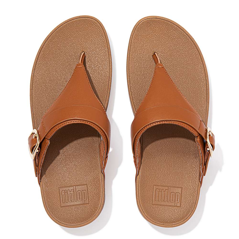 Sandały Fitflop LULU Adjustable Leather Toe-Posts Damskie Głęboka Brązowe | Polska-41795