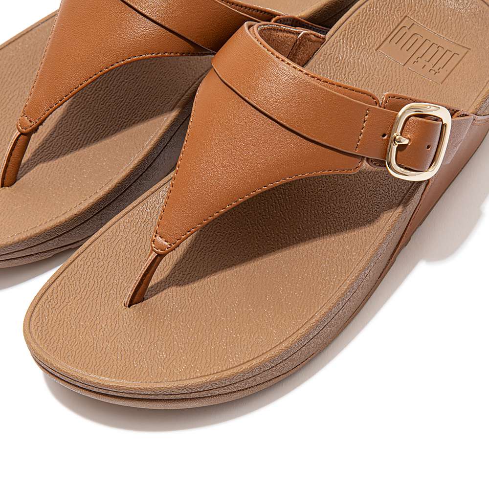 Sandały Fitflop LULU Adjustable Leather Toe-Posts Damskie Głęboka Brązowe | Polska-41795