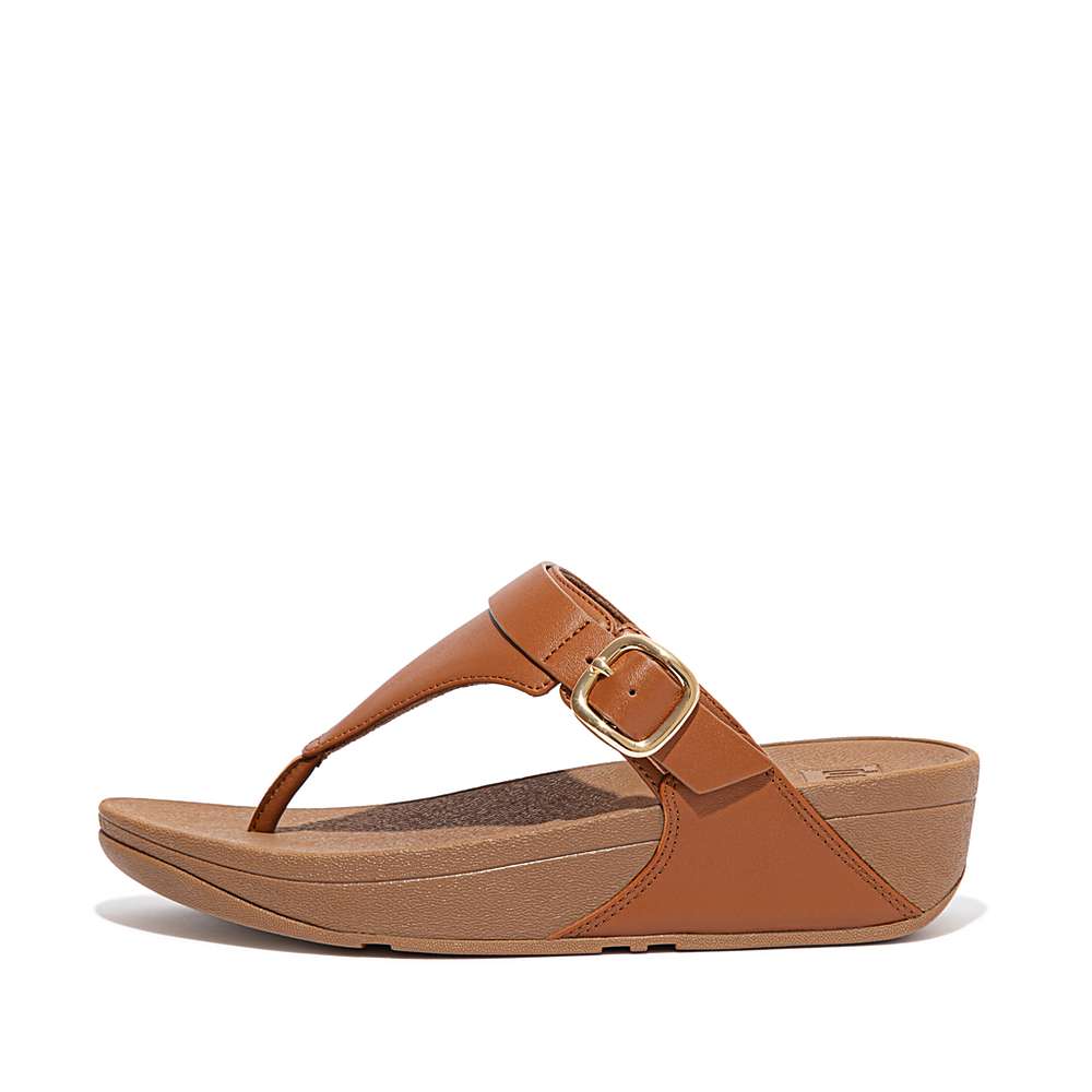 Sandały Fitflop LULU Adjustable Leather Toe-Posts Damskie Głęboka Brązowe | Polska-41795