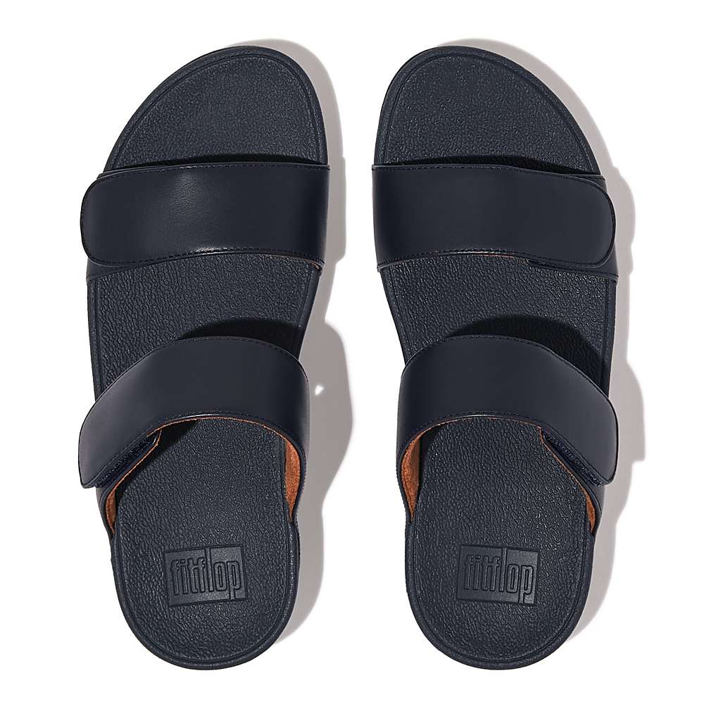 Sandały Fitflop LULU Adjustable Leather Slides Damskie Granatowe | Polska-51038