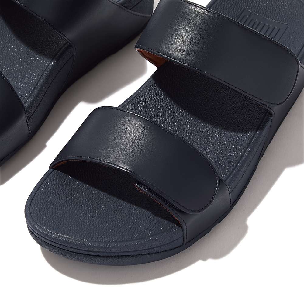 Sandały Fitflop LULU Adjustable Leather Slides Damskie Granatowe | Polska-51038