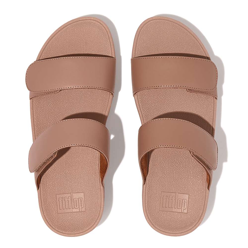 Sandały Fitflop LULU Adjustable Leather Slides Damskie Beżowe | Polska-56298