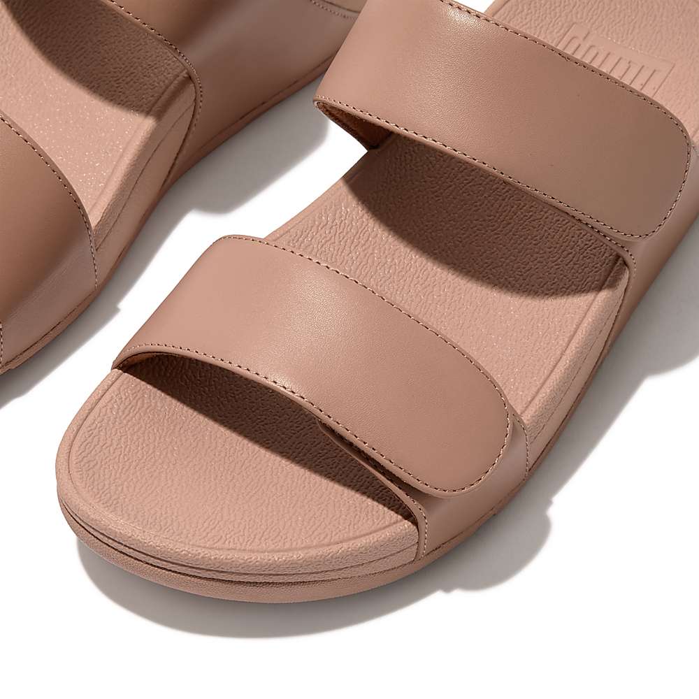 Sandały Fitflop LULU Adjustable Leather Slides Damskie Beżowe | Polska-56298