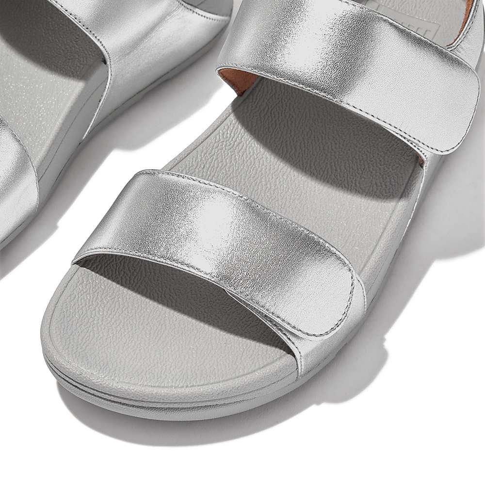 Sandały Fitflop LULU Adjustable Leather Damskie Srebrne | Polska-81347