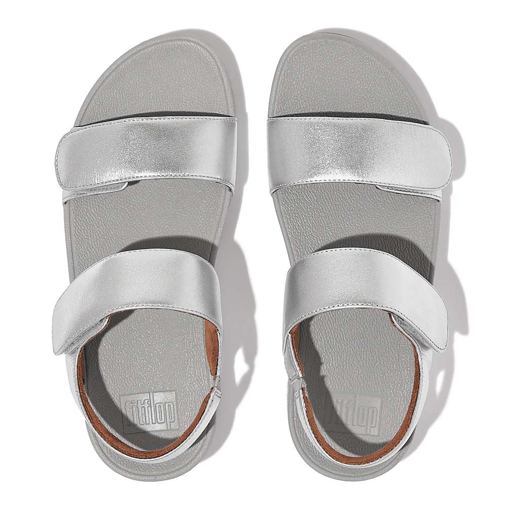 Sandały Fitflop LULU Adjustable Leather Damskie Srebrne | Polska-81347