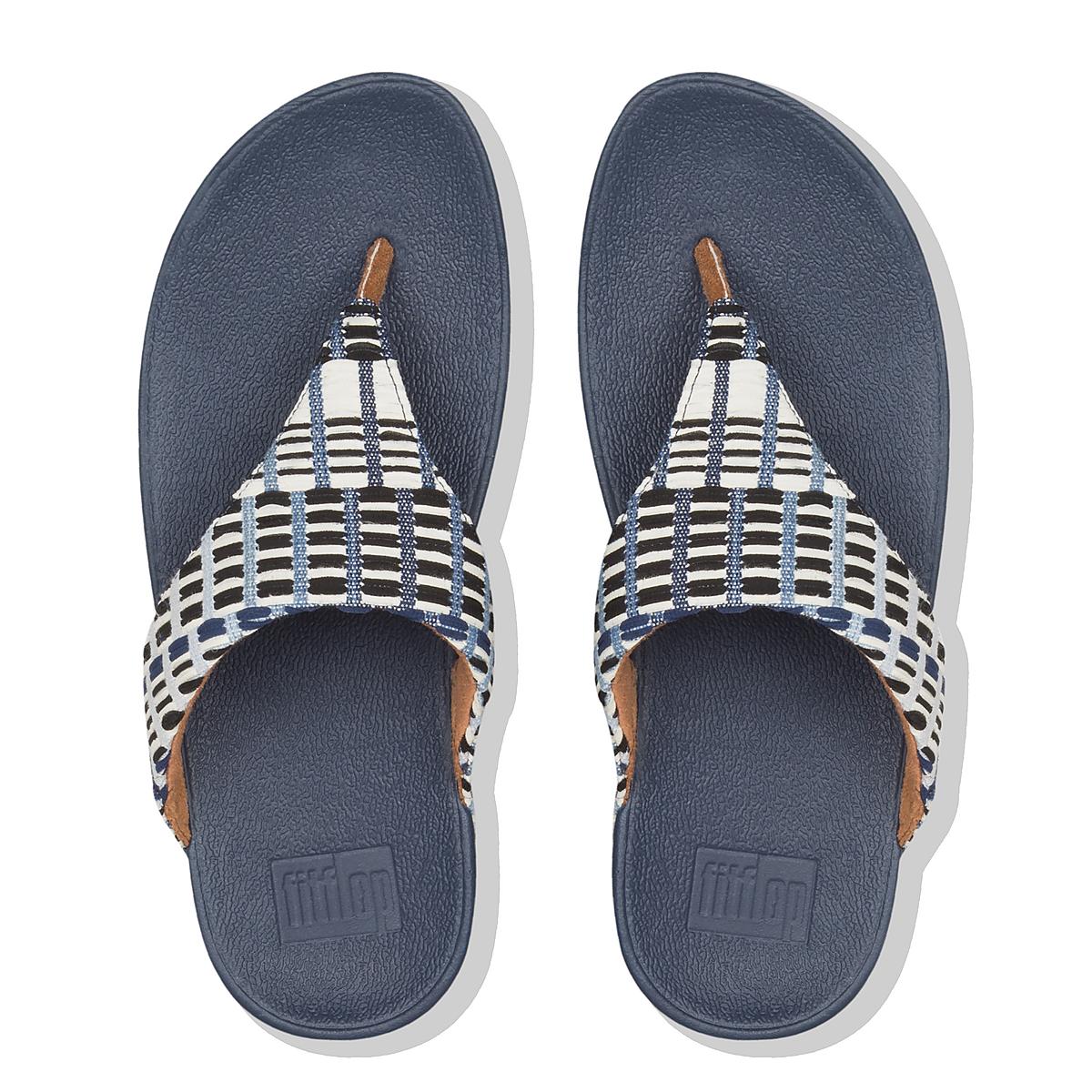 Sandały Fitflop LULU Art Denim Toe-Post Damskie Granatowe Białe | Polska-34062