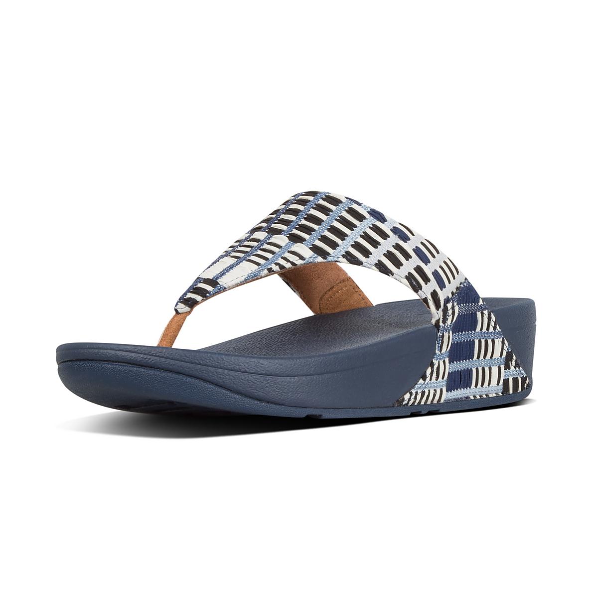 Sandały Fitflop LULU Art Denim Toe-Post Damskie Granatowe Białe | Polska-34062