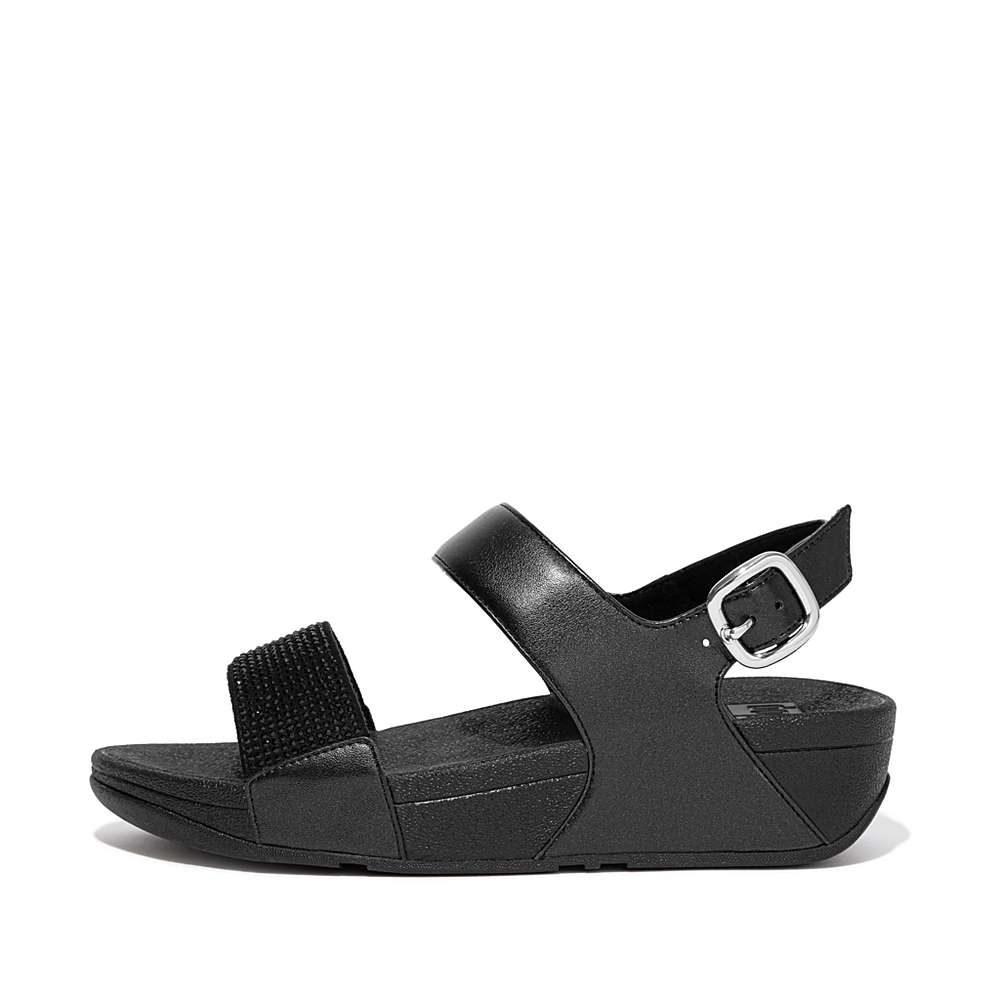 Sandały Fitflop LULU Crystal Back-Strap Damskie Czarne | Polska-03924