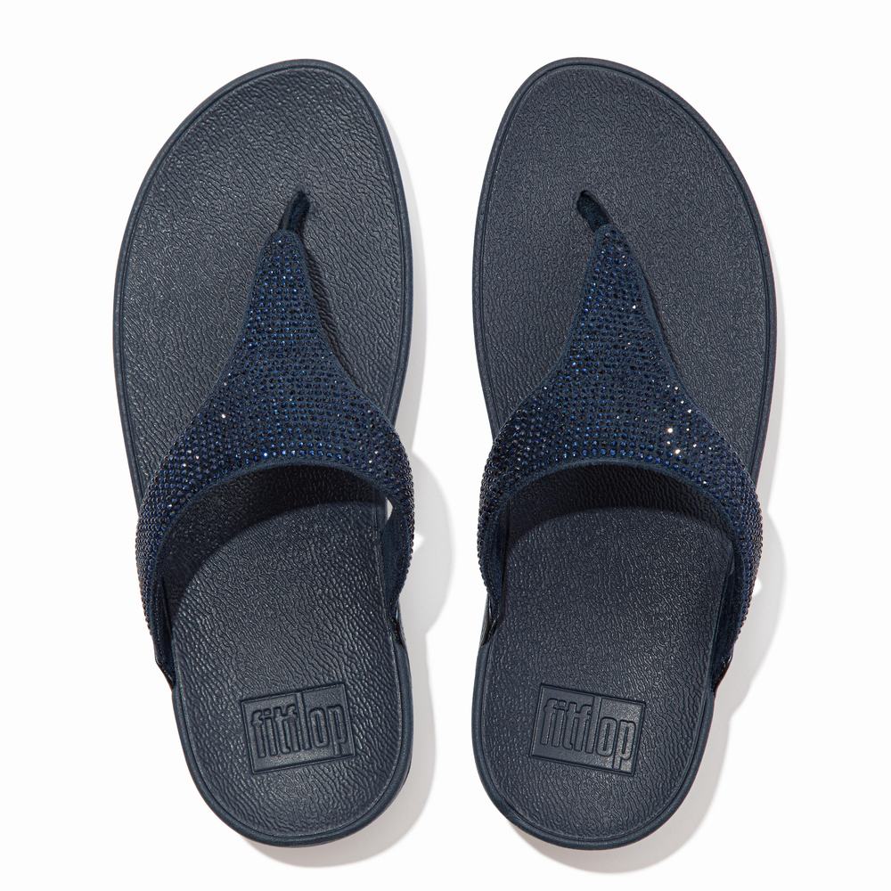 Sandały Fitflop LULU Crystal Toe-Post Damskie Granatowe | Polska-08197