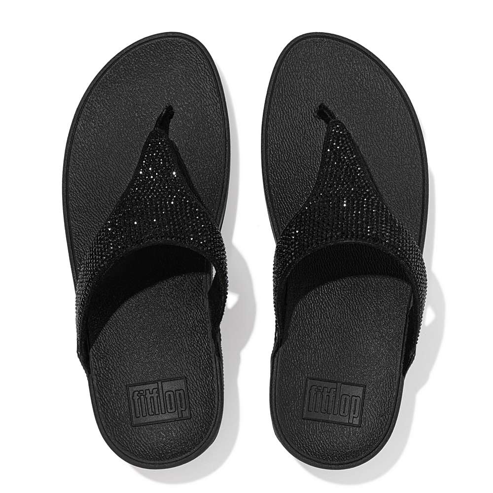 Sandały Fitflop LULU Crystal Toe-Post Damskie Czarne | Polska-27498