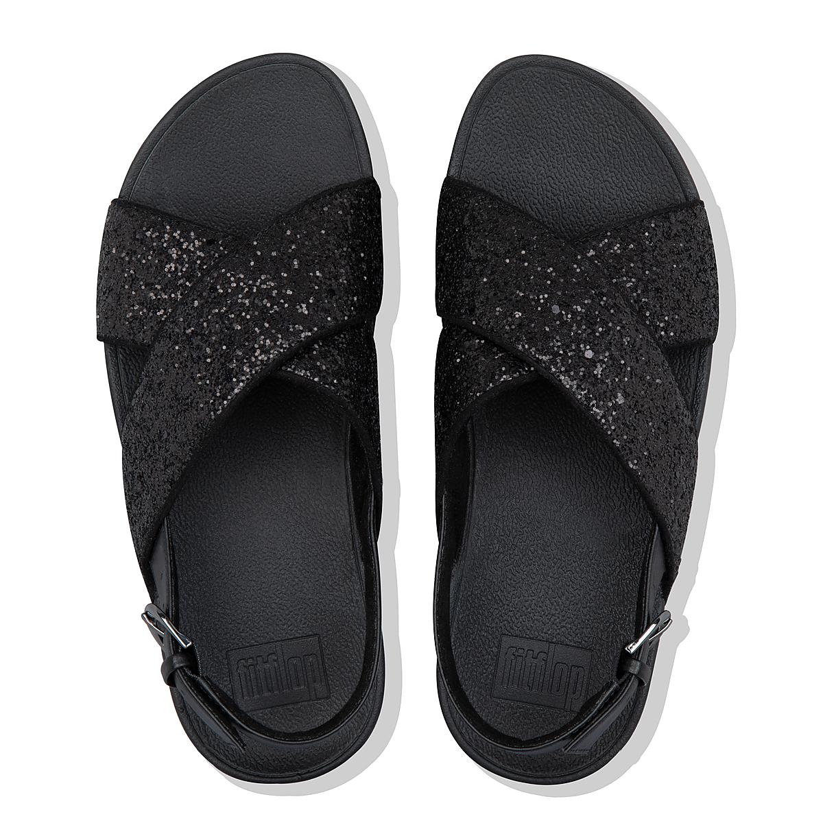 Sandały Fitflop LULU Glitter Back-Strap Damskie Czarne | Polska-40815