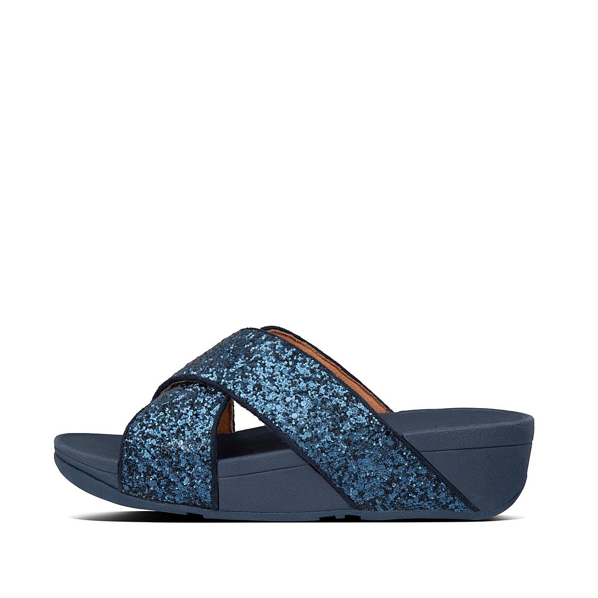 Sandały Fitflop LULU Glitter Cross Slides Damskie Granatowe | Polska-82739