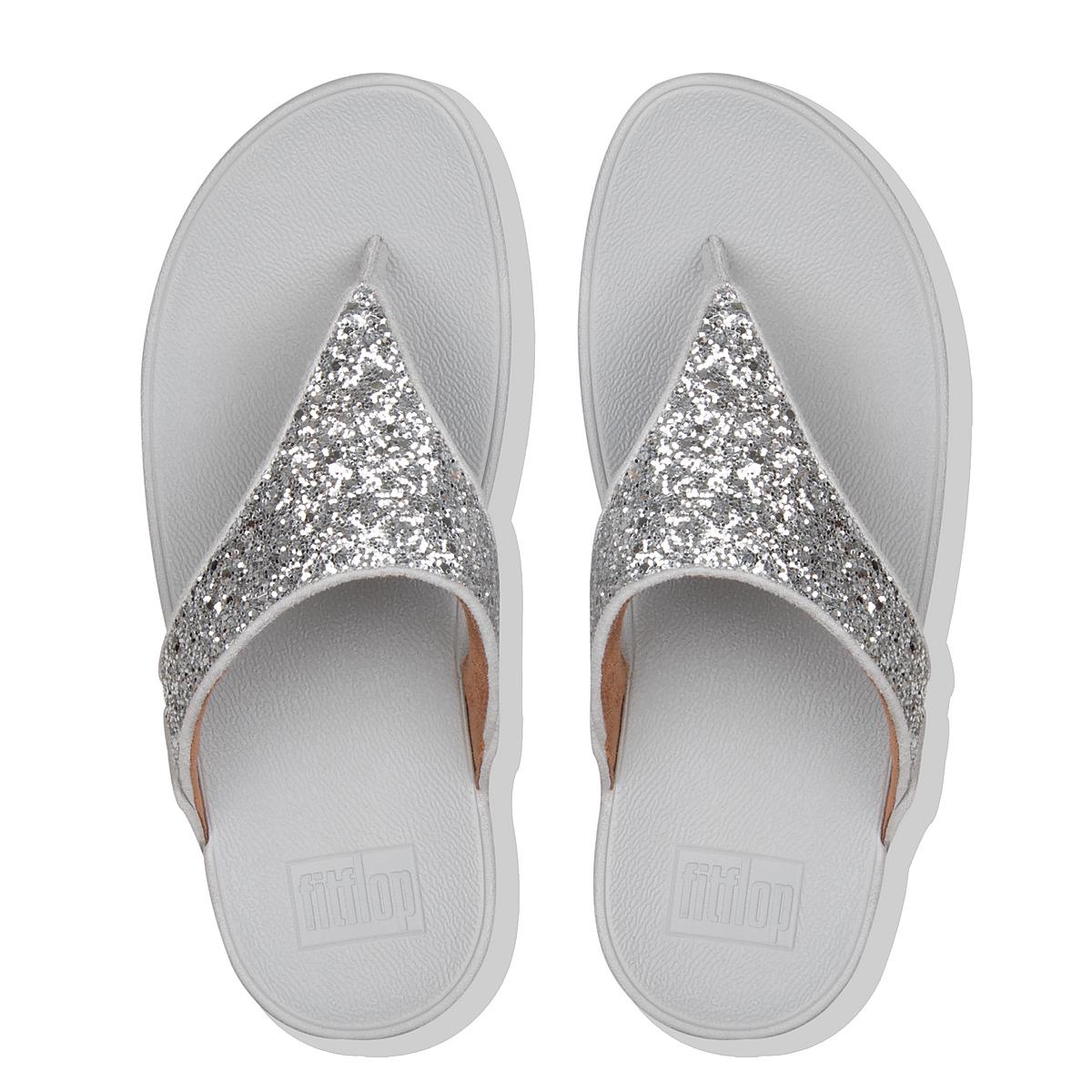 Sandały Fitflop LULU Glitter Toe-Post Damskie Srebrne | Polska-32516