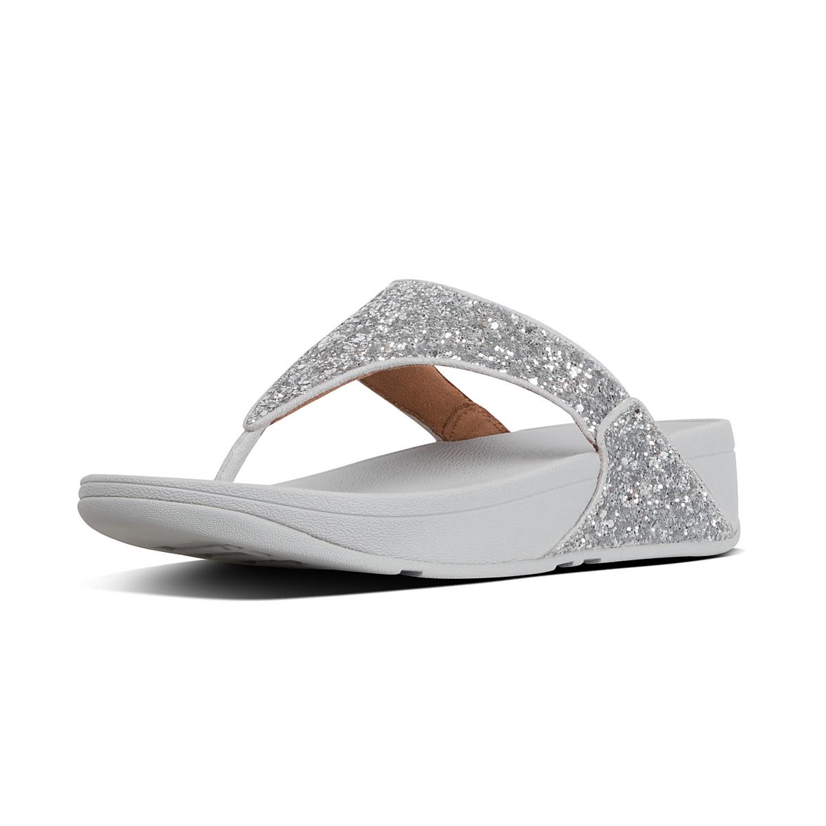 Sandały Fitflop LULU Glitter Toe-Post Damskie Srebrne | Polska-32516