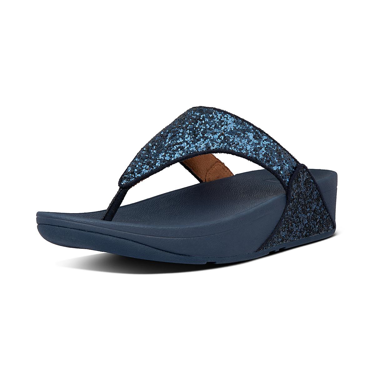 Sandały Fitflop LULU Glitter Toe-Post Damskie Granatowe | Polska-63701