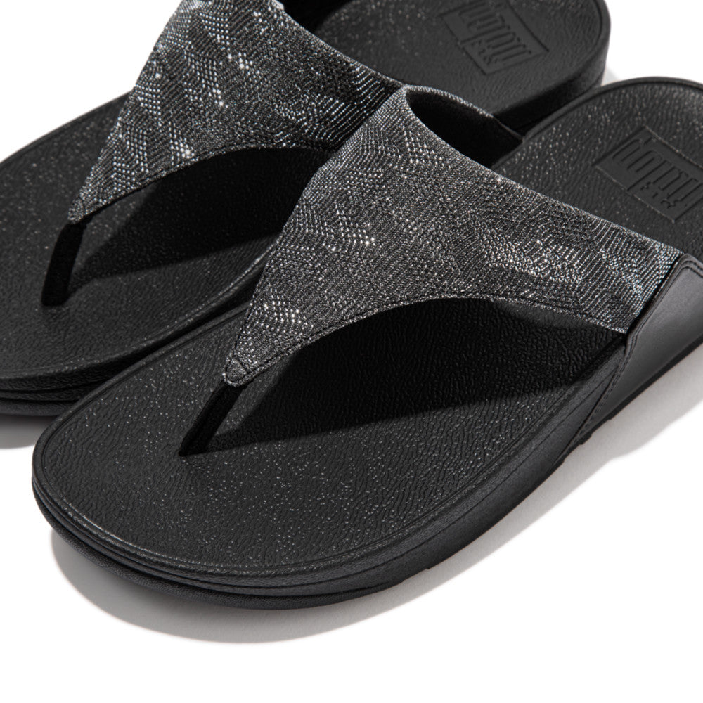 Sandały Fitflop LULU Glitz Toe-Post Damskie Czarne | Polska-18059