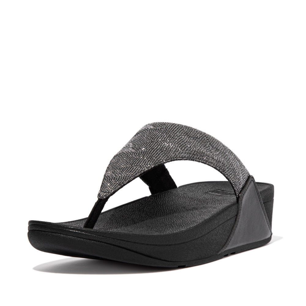 Sandały Fitflop LULU Glitz Toe-Post Damskie Czarne | Polska-18059